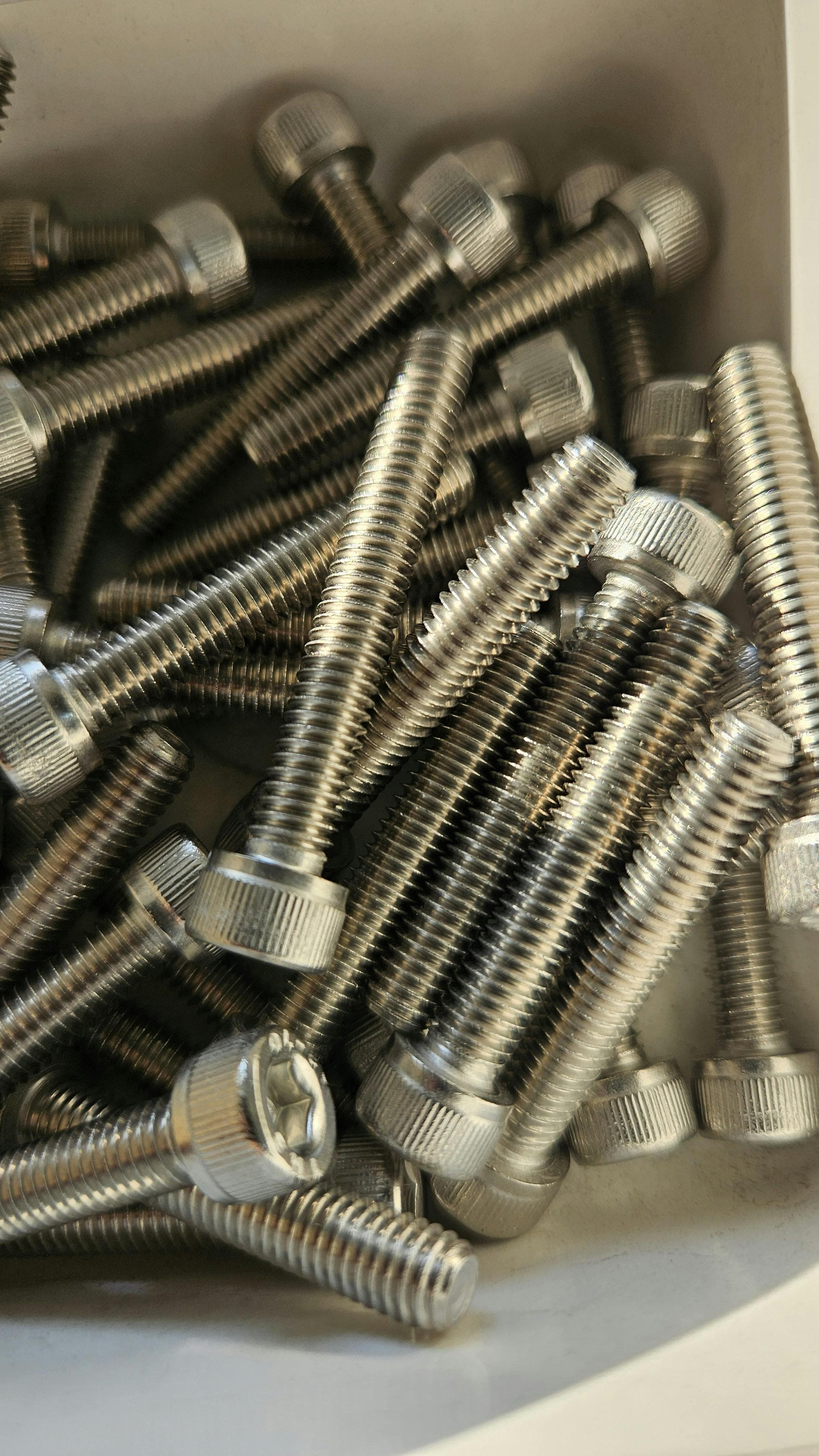 Close-up of large industrial bolts